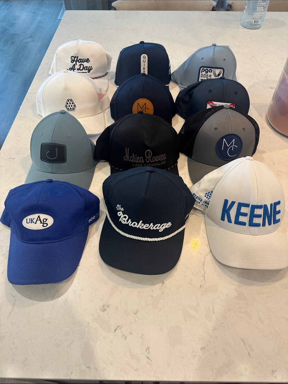 Assorted Logo Baseball Caps - Blue, White, Black, Gray